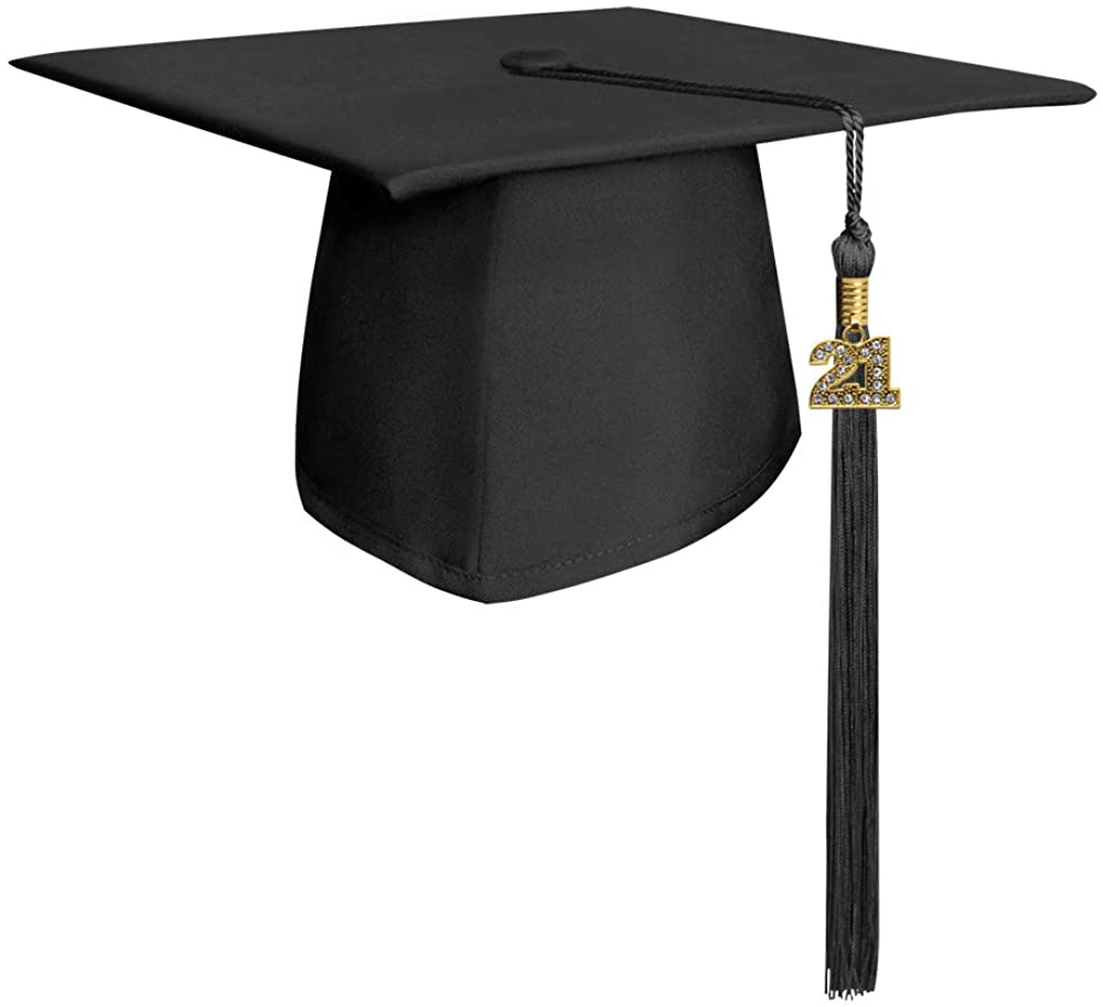 Endea Graduation Matte Cap And Tassel With Gold Bling Charm Black 2021
