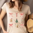 thumbnail image 4 of Christmas Icons Shirt | Holiday Gingerbread Tree Bow Graphic Tee, Heliconia, Size M, 4 of 6