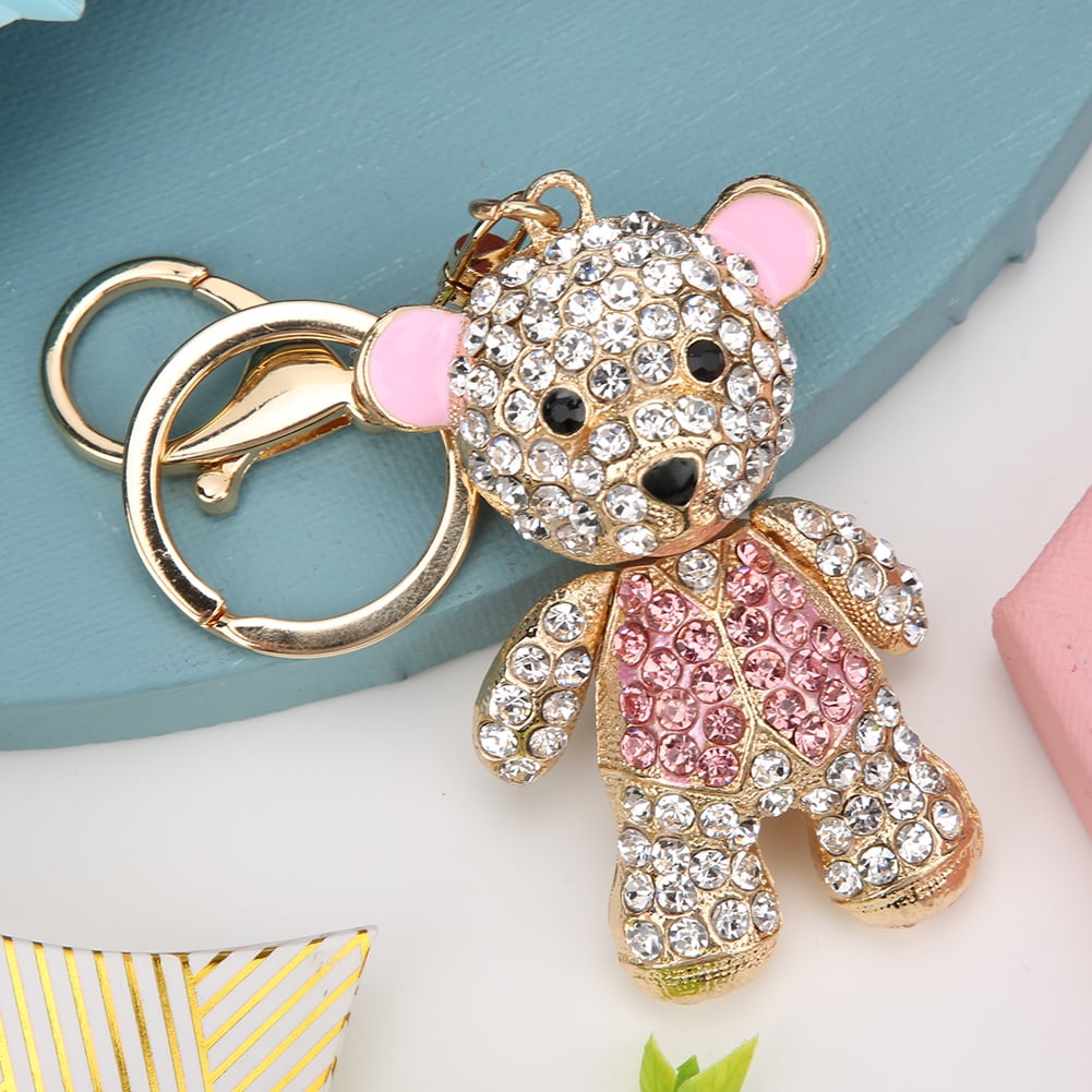 Key Ring,Lovely Bear Key Ring Rhinestone Key Chain Key Chain World