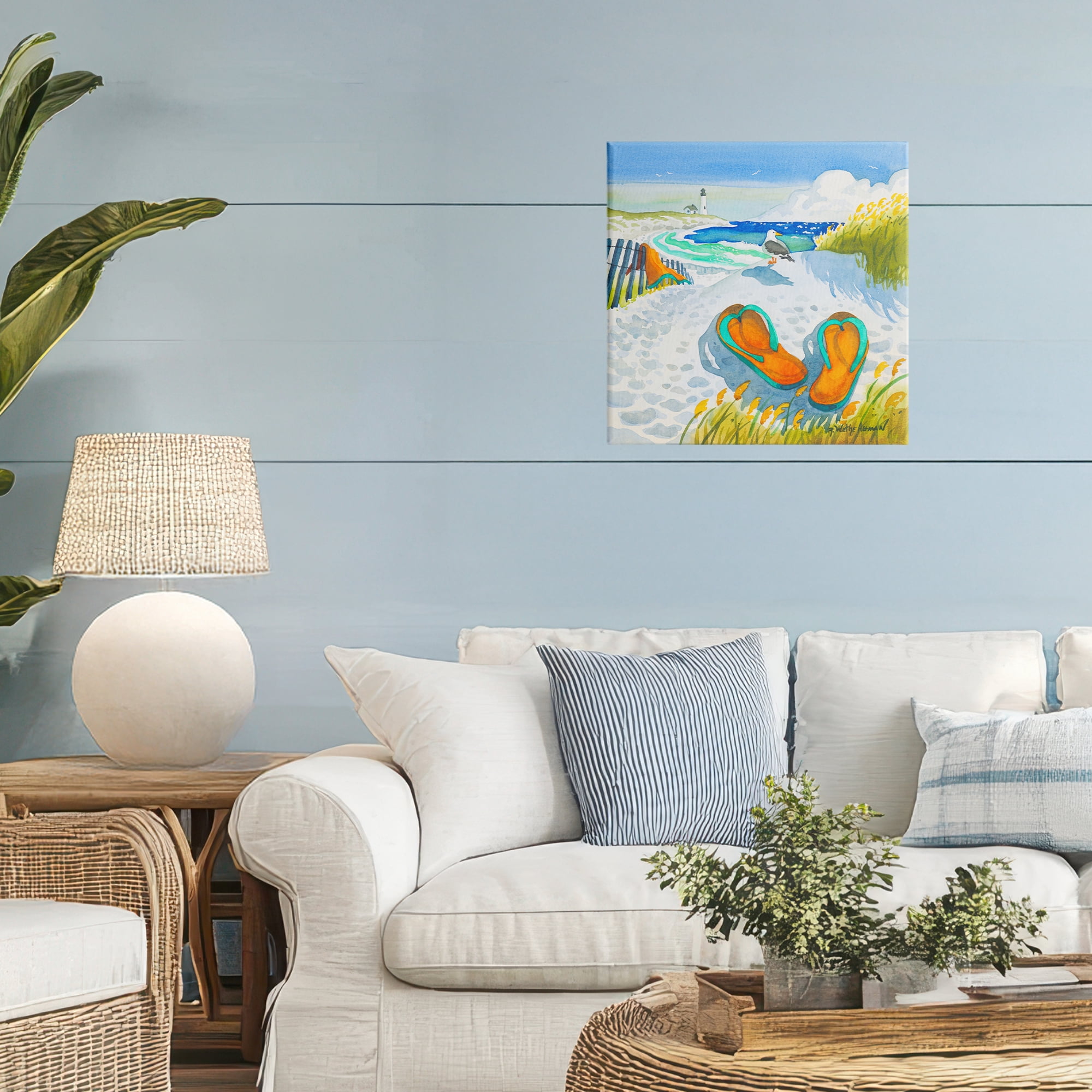 Stupell Industries Seagull & Flip Flops Canvas Wall Art, design by Robin Altman