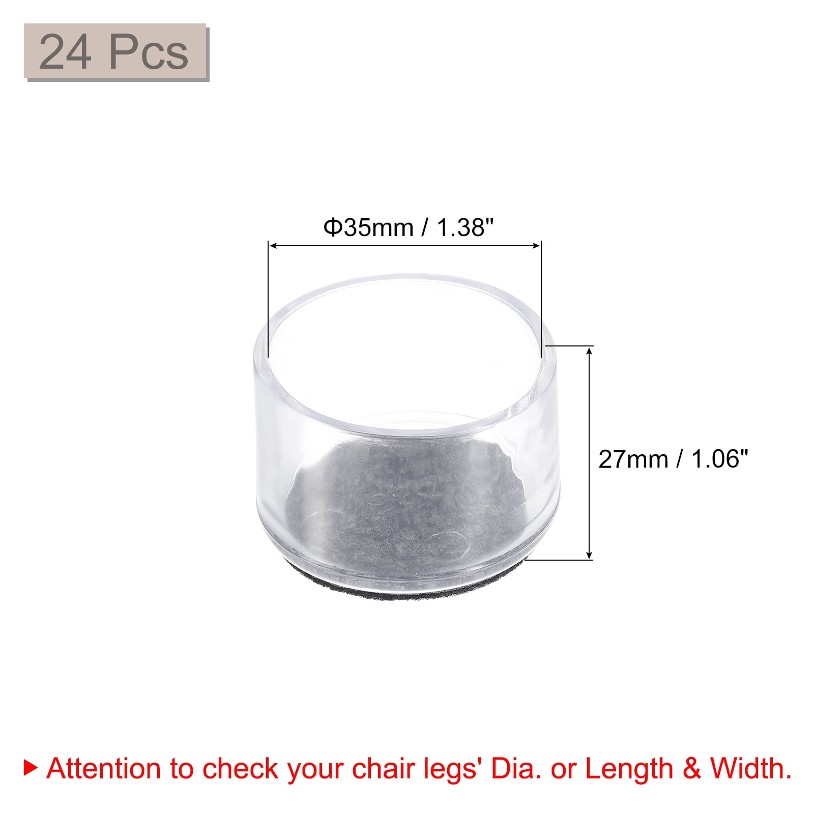 Uxcell Chair Leg Floor Protectors, & Felt Chair Leg Cover Caps for Hardwood Floor 1.38"