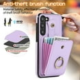 thumbnail image 4 of Wallet Phone Case for Samsung Galaxy S23 Plus, Crossbody Shoulder Strap Multiple Cards Holder RFID Blocking Shockproof Bumper Ring Holder Kickstand Feature Protective Case for Women Girls, Purple, 4 of 10
