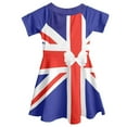thumbnail image 4 of Renewold Skin Friendly Crewneck Sundress British Flag Bow Knee Length High Waistline Dress Kids Clothing Casual Outside Dress for Girls 9-10 Years Old, 4 of 5