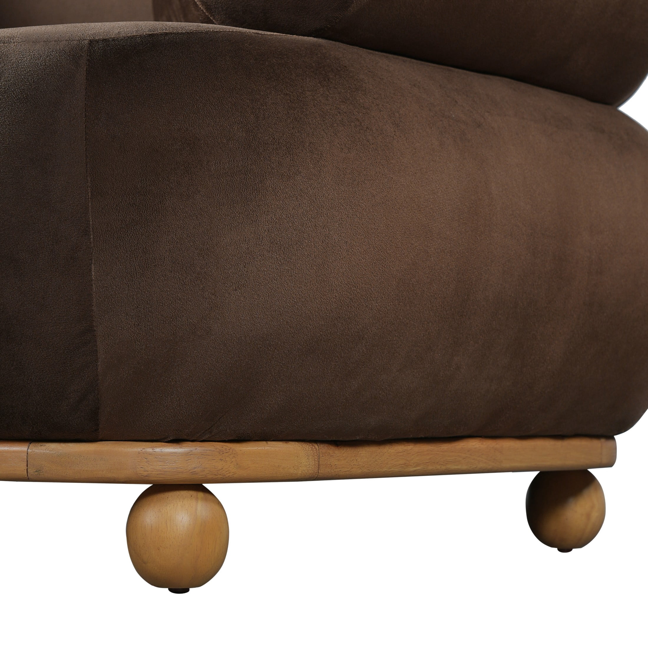 Christopher Knight Home 89.3" Modern Velvet Sofa with Throw Pillows, 3 Seats, Solid Wood Base, Brown