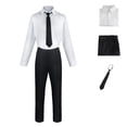 thumbnail image 4 of Disfraz de motosierra Makima para hombre y mujer, camisa de gabardina negra, peluca roja, uniforme de Cosplay, ropa de Halloween, 4 of 4