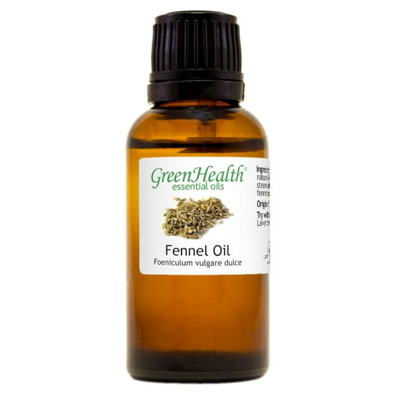 Fennel Essential Oil - 1 fl oz (30 ml) Glass Bottle w/ Euro Dropper - 100% Pure Essential Oil by GreenHealth
