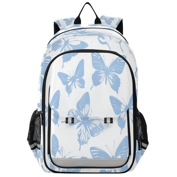 FORMRS Unisex School Backpack 17" Student Travel Bag with Laptop Compartment, Blue Butterfly