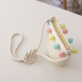 thumbnail image 2 of Sombrero de paja para niños de color sólido con forma de bola pequeña, tejido, moderno, para verano, para playa, viajes, conjunto de bolso, 2 of 5