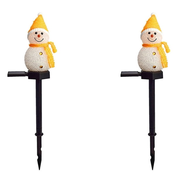 2X MuñEco de Nieve Luces Solares Navidad con Energía Solar LED MuñEco de Nieve Decoración de Luz Lámparas de Estaca de Jardín Al Aire Libre Navidad Amarillo