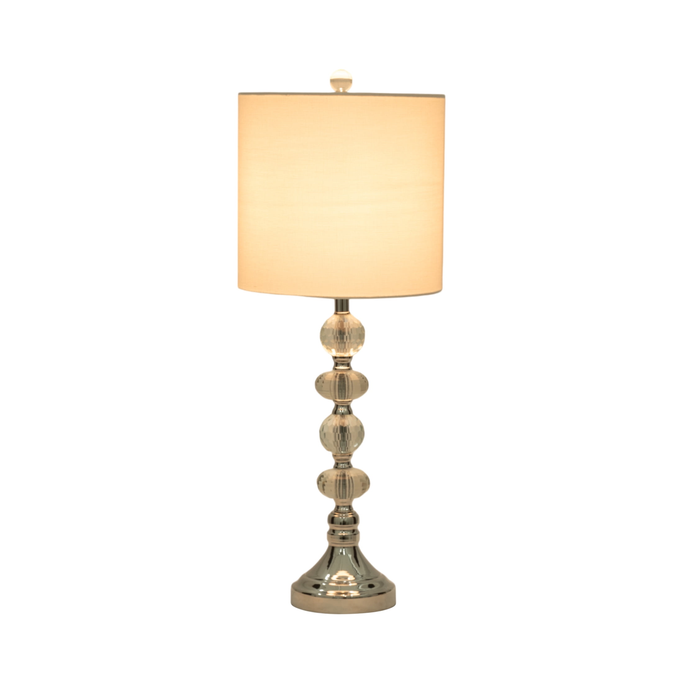 Crystal Glass Table Lamps for Home and Bedroom Decor - Decorative Accent for Living Room, Nightstand, and Bedside - Indoor Lighting for Office and Study Desk - Set of 2, 28", Silver & Metallic