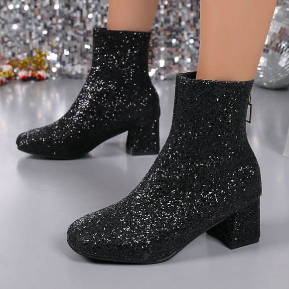 Amzcrzy Ankle Boots for Women Women's High-Heel Plus Size Chunky Heel Round Toe Ankle Boots Womens Booties Women's Boots Booties for Women Boots for Women Womens Boots Womens Fashion