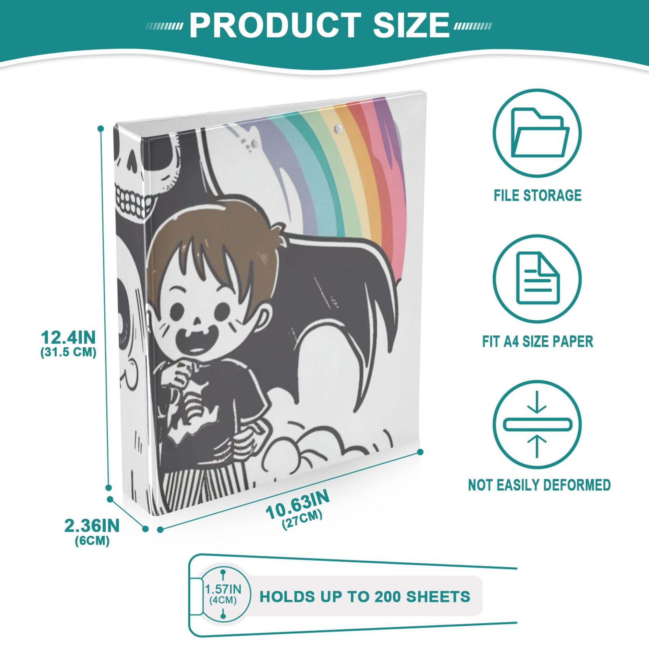 Rainbow Gost 3 Ring Binders 1.5 inch Hardcover File Folders with Interior Pockets A4 Size Organizer for School Office Hospital