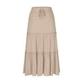 thumbnail image 3 of Women’s Summer Maxi Skirt Elastic High Waist Long Skirts Flowy Swing Tiered A-Line Long Beach Vacation Skirts, 3 of 5
