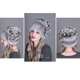 thumbnail image 2 of RV Gorro de piel de invierno de tamaño libre para mujer, gorro de piel de zorro de conejo Rex Natural, gorros de piel para mujer, gorro cálido de punto elástico, 2 of 3