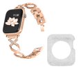 thumbnail image 1 of For Apple Watch Series 3/2/1 42mm Hollow X-Shape Rhinestones Decor Strap + Glitter Silver Watch Case, 1 of 3