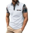 thumbnail image 2 of Summer Clearance Prime BiZtdJrK Men's Casual Polos Shirts 2025 Summer Quick Dry Golf Tennis Shirt Fashion Plaid Block Short Sleeve Blouse Muscle Fit Workout Tops White M, 2 of 8