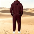 thumbnail image 4 of Garbnen Fleece Mens 2 Piece Hoodie Jogger Set Solid Color Casual Hoodie Sweatshirt and Joggers Sweatpants Sets Workout Athletic Warm Plush Track Suits Mens Wine, 4 of 6