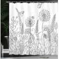 thumbnail image 4 of Ambesonne Floral Shower Curtain, Flowers Garden Scenery, 69"Wx84"L, Grey and White, 4 of 5