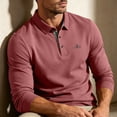 thumbnail image 6 of Long Sleeve Polos Shirt For Men Fashion Casual Breathable Golf T Shirts Lapel Button Business Office Wear (S, Red), 6 of 7
