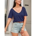 thumbnail image 4 of Women Large V-Neck Short Sleeve Bottoming Shirt, 4 of 6