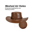 thumbnail image 4 of Gustave Western Cowboy Cowgirl Hat for Women Men PU Leather Vintage Wide Brim Outback Sun Hat with Chin Strap for Outdoor Hiking - Black, 4 of 6