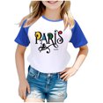 thumbnail image 1 of Toddler Girls Summer Tops Tees Casual Color Block Games Printed Raglan Short Sleeved T Shirt Spring Shirts For Boy 3-4 T, 1 of 4