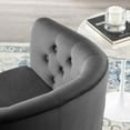 thumbnail image 4 of Tufted Armchair Accent Chair, Velvet, Dark Grey Gray, Modern Contemporary Urban Design, Living Lounge Room Hotel Lobby Hospitality, 4 of 8