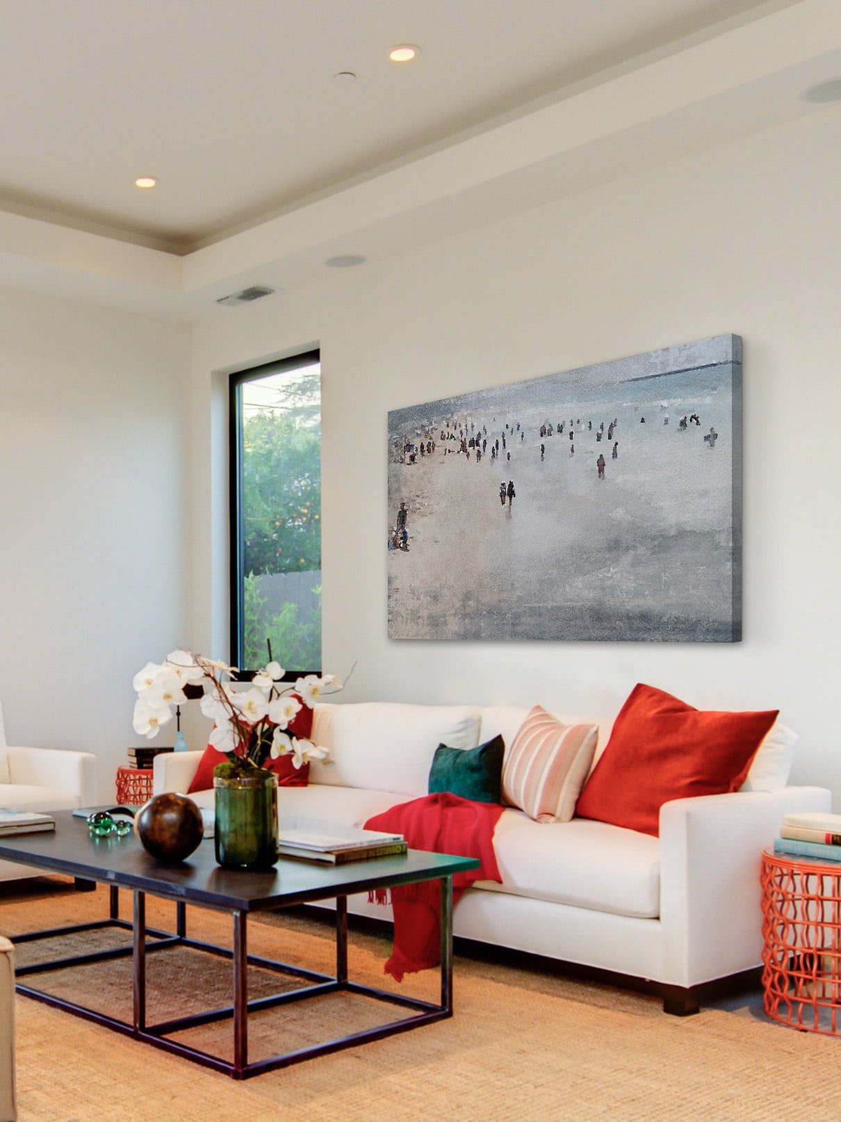 "Cool Day on the Beach" Painting Print on Wrapped Canvas