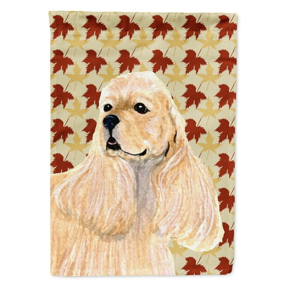 Carolines Treasures SS4334-FLAG-PARENT Cocker Spaniel Fall Leaves Portrait Flag  multicolor