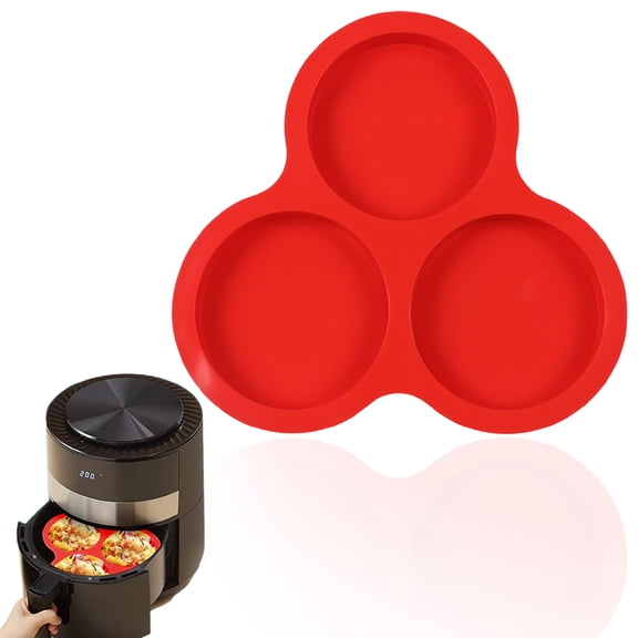 1PC Air Fryer Egg Mold, Clearance, 4 Inches Round Egg Bites Silicone Molds, Air Fryer Baking Pan Non-Stick for Breakfast Sandwiches, Hamburger Buns, Pancake, Jumbo Muffin Tops(Red)