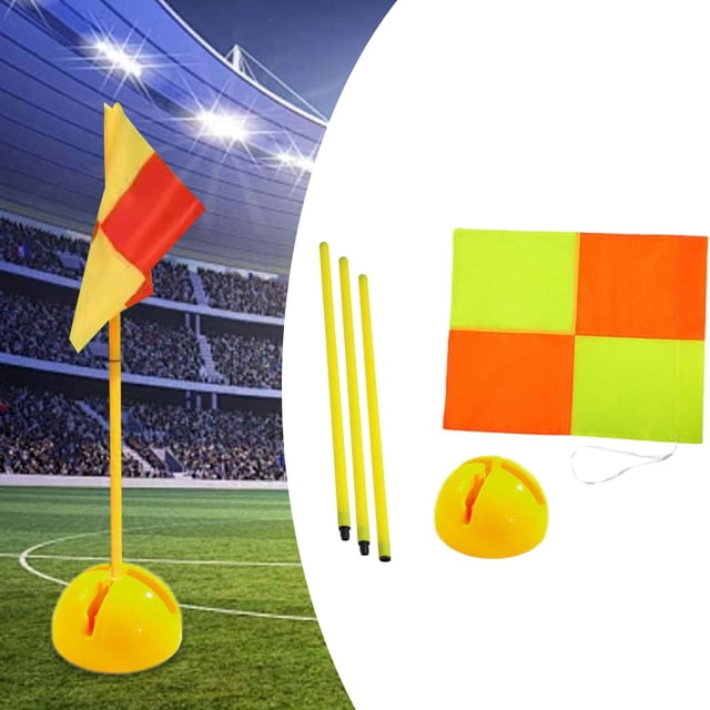 Bandera de esquina de fútbol, accesorios de entrenamiento para campo de fútbol, suministros de equipo de bandera deportiva, práctica multiusos Base amarilla de 15 m.
