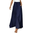 thumbnail image 1 of GZWYHT Wide Leg Pants,Palazzo Pants,Women's Wide Leg Pants Flowy Ruffle Solid Color Drawstring Waist Pants,Flowy Pants,High Waisted Pants,Sweatpants Women,Navy,L, 1 of 6