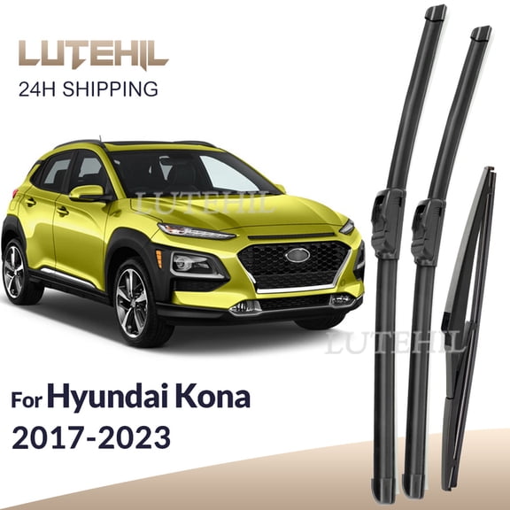 For Hyundai Kona 2017-2023 2018 2019 2020 2021 2022 Wiper Front & Rear Wiper Blades Windshield Windscreen Window 26" 16" 12"