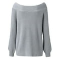 thumbnail image 5 of BKQCNKM Off the Shoulder Sweater Top Oversized Sweaters for Women Black Sweaters for Women Sweaters for Women Long Sleeve Boat Neck Solid Color Womens Sweaters, Gray M, 5 of 6