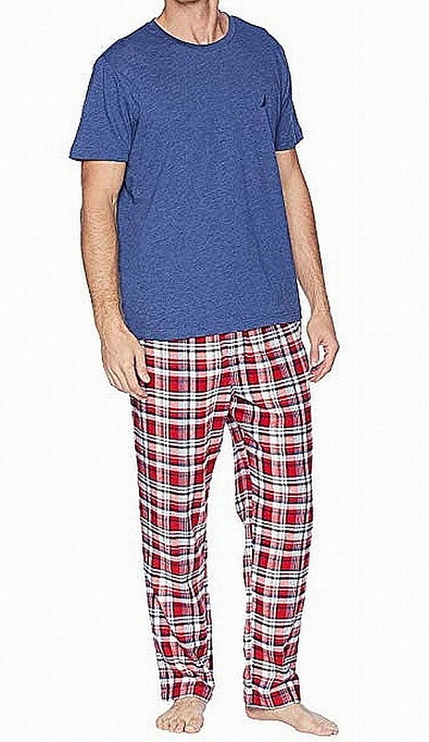 Nautica Mens Sleepwear Medium Plaid Woven Pajama Set M