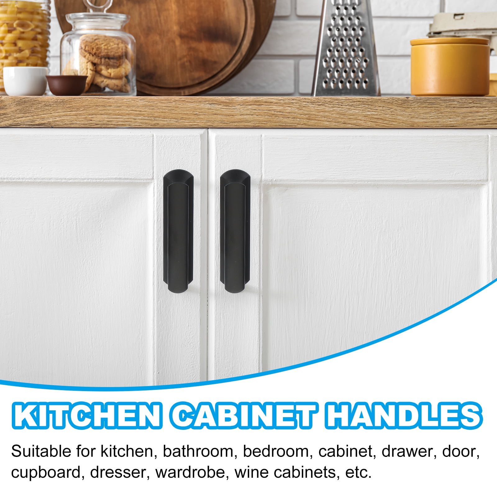 Uxcell Kitchen Cabinet Handles Hole Center Brushed Cabinet Pulls Kitchen Drawer Hardware for Cupboard Drawer Pulls Black 6.3 Inch (160mm)