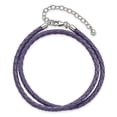 thumbnail image 4 of Sterling Silver Bracelet Adjustable & Stretch Wrap mm 14 in SS Reflections Purple Leather 14in w/2in ext Choker/Wrap, 4 of 6