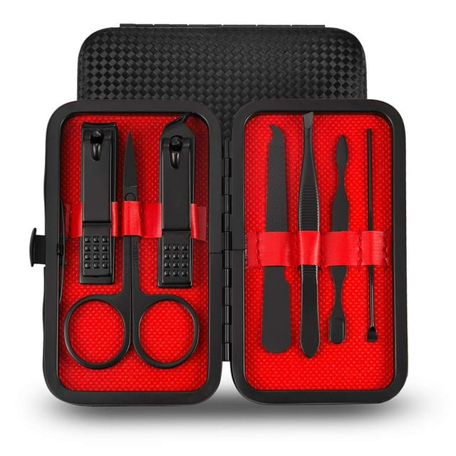Juego de manicura, juego de pedicura Juego de pedicura Juego de manicura y pedicura Juego de viaje Kits de cuidado Estuche de viaje de cuero Kit de belleza de viaje, (paquete de 7) Xemadio LL-1693