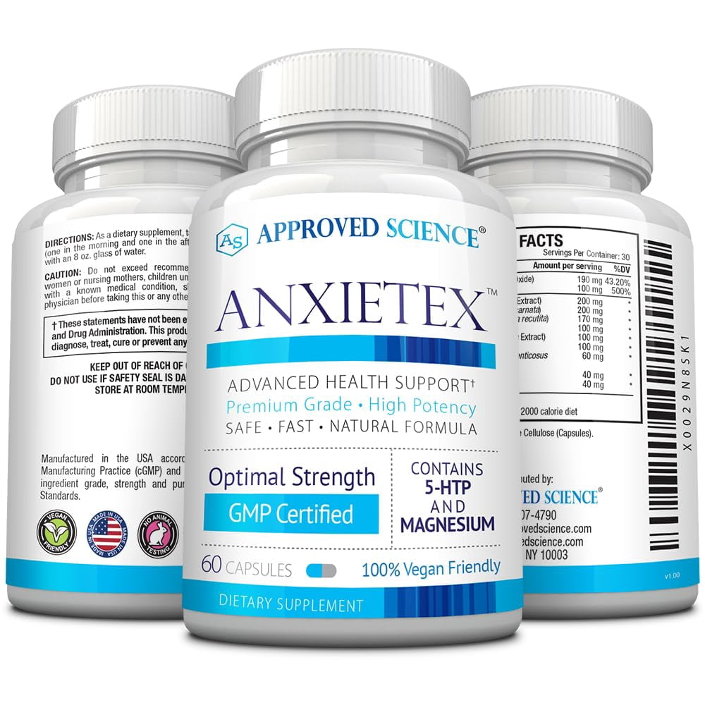 Approved Science Anxietex - Calm and Relaxation - L-Theanine and Magnesium - 60 Capsules - Vegan Friendly - 1 Month Supply