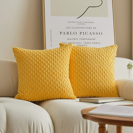 2 Packs Throw Pillow Covers for Couch Striped Velvet Cushion