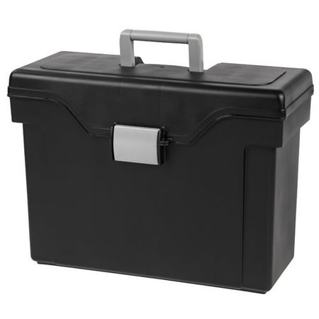 IRIS Letter Size Portable File Box, 4-Pack, Black