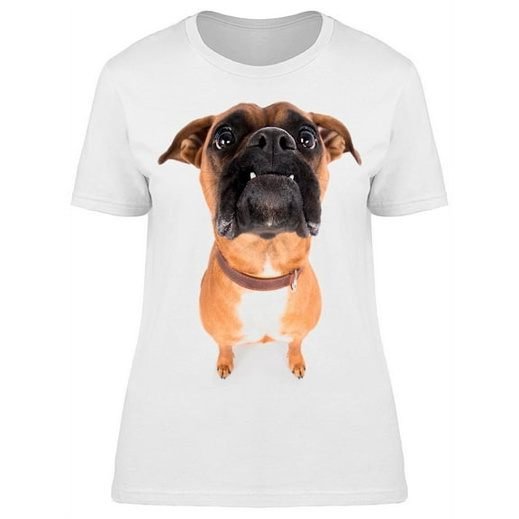 Funny Dog Boxer Face T-Shirt Women -Image by Shutterstock, Female 3X-Large