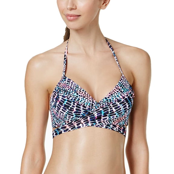 Sundazed Black Multi Simone Bra-Sized Underwire Wrap Bikini Top 32C