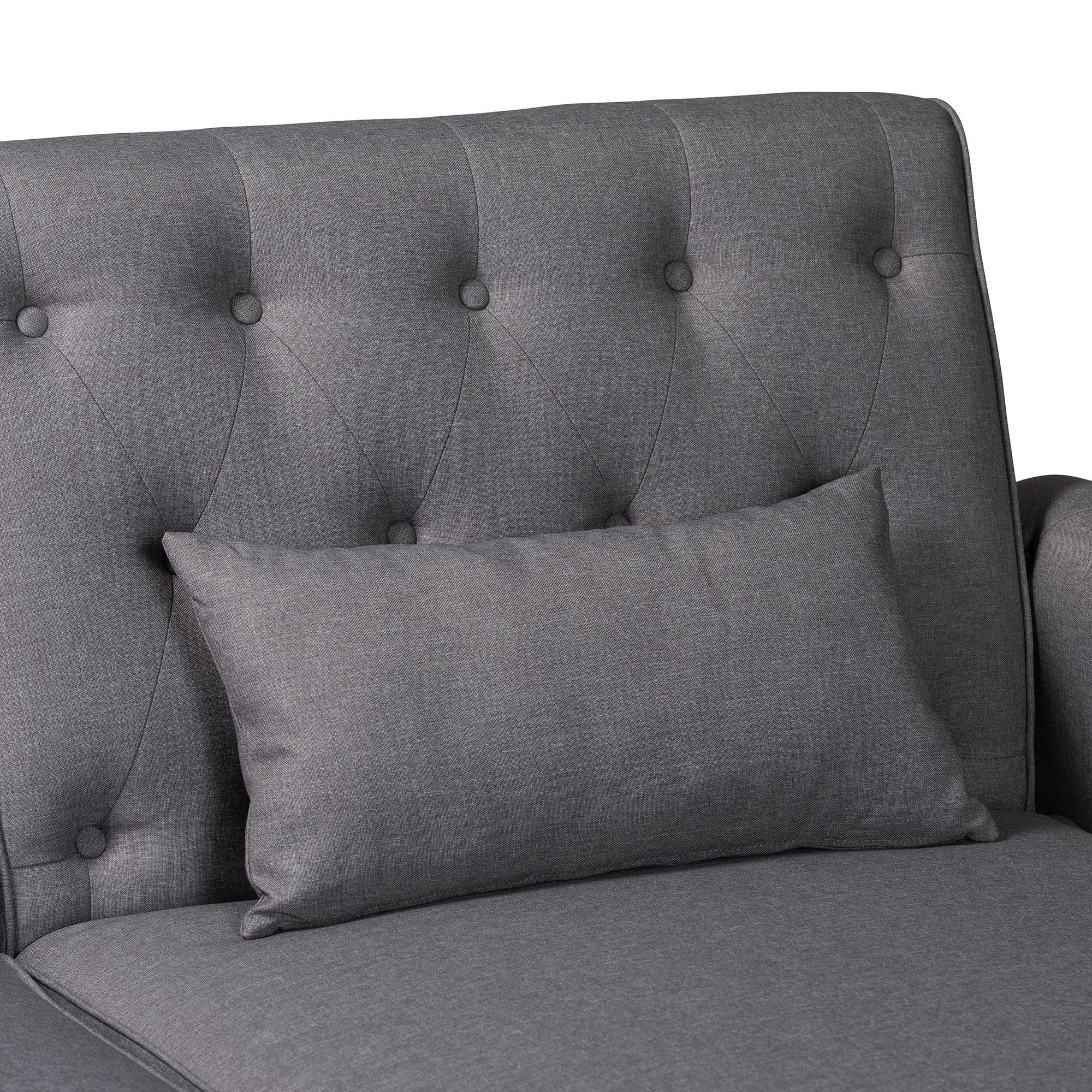 Baxton Studio Chesterfield Retro-Modern Convertible Sleeper Sofa, 104.5" W, Black