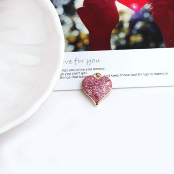 Alloy Enamel Pendants Heart Light Gold Pink 17x15mm Hole: 1.5mm