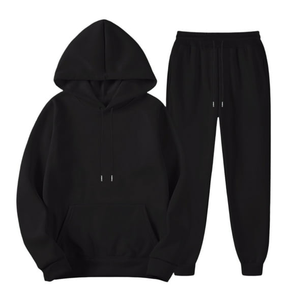 LNZGNM Sweatsuits for Men Sports Track Suits Mens Casual Pullover Hoodie and Sweatpants Set Autumn Sportswear Tracksuits Athletic Outfit Sets, Black L