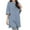 Light Blue-16, variant on Mittory Women's Oversized Cotton T Shirts Slit Hem Crewneck Tunic Tops Basic Solid Short Sleeve Comfy Long Tee Shirt