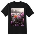 thumbnail image 2 of Plus Size Shirt for Women Black Tops for Women Short Sleeves Shirt for Women Flowers3 T Shirt Crewneck Shirt for Women 4XL, 2 of 5