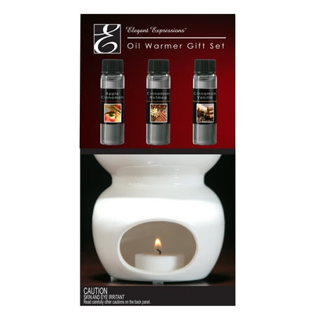 - Elegant Expressions by Hosley Ceramic Oil Warmer Gift Set, Apple Cinnamon