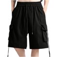 thumbnail image 1 of pstuiky Pantalones cortos para hombre, Pantalones casuales lisos para hombre, pantalones cortos deportivos de gimnasio con cintura con cordón y bolsillo Pantalones cortos deportivos para hombre, 1 of 8